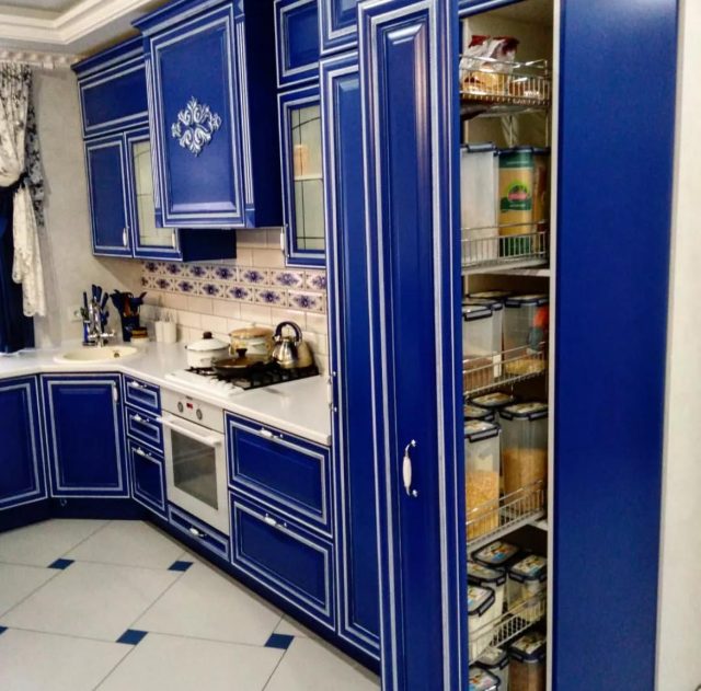 Кухня ясень синий